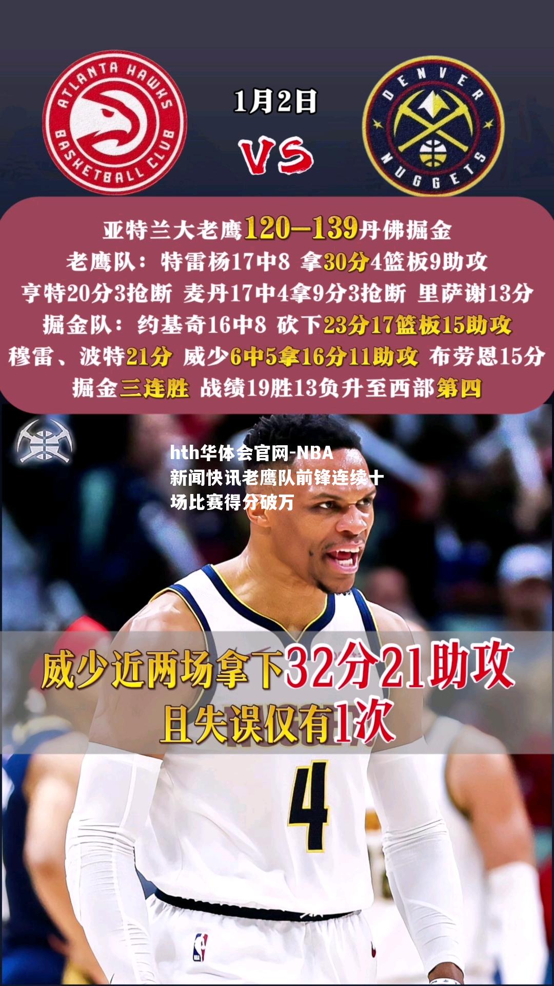 hth华体会官网-NBA新闻快讯老鹰队前锋连续十场比赛得分破万